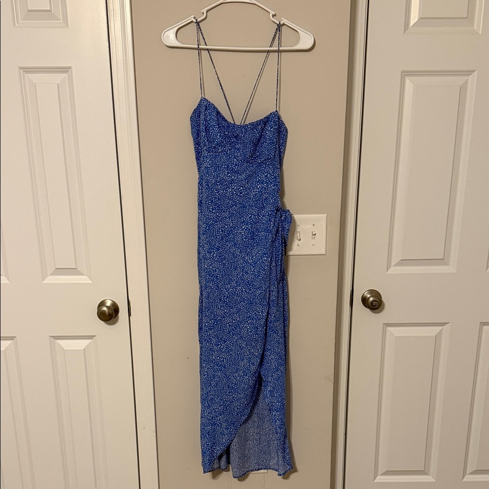 Zara Asymmetrical Blue Dress with Spaghetti Straps